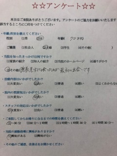  患者様の声 をいただきました。