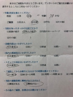  患者様の声 をいただきました。