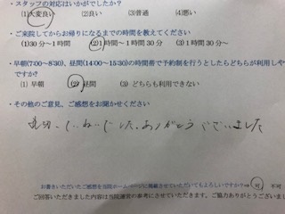 親切ていねいでした。ありがとうございました。と 患者様の声 をいただきました。