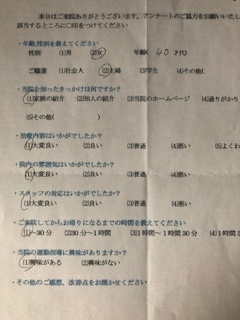  患者様の声 をいただきました。