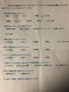  患者様の声 をいただきました。