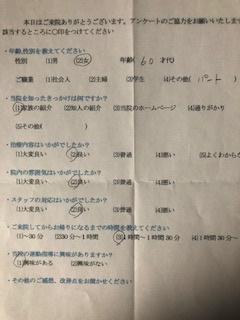  患者様の声 をいただきました。