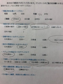  患者様の声 をいただきました。