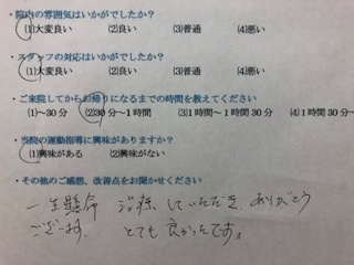 一生懸命治療していただきありがとうございます。とても良かったです。と 患者様の声 をいただきました。