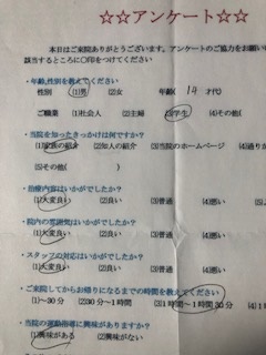  患者様の声 をいただきました。