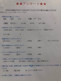  患者様の声 をいただきました。