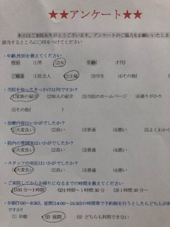  患者様の声 をいただきました。