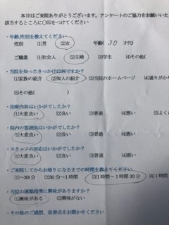  患者様の声 をいただきました。