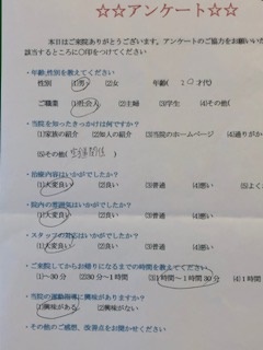 患者様の声をいただきました。