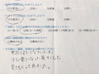 実感はできなかったが、と 患者様の声 をいただきました。