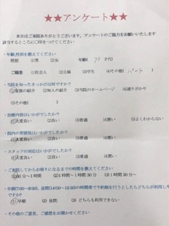  患者様の声 をいただきました。