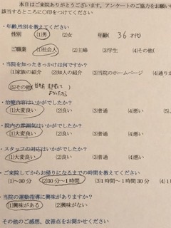  患者様の声 をいただきました。