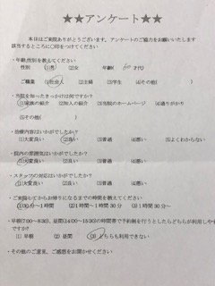  患者様の声 をいただきました。