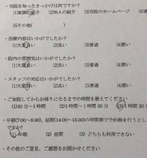  患者様の声 をいただきました。