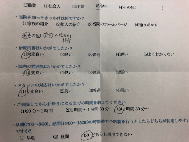  患者様の声 をいただきました。