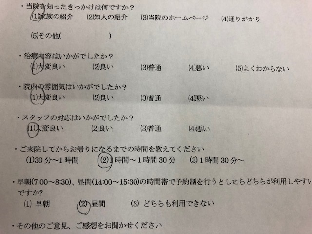  患者様の声 をいただきました。