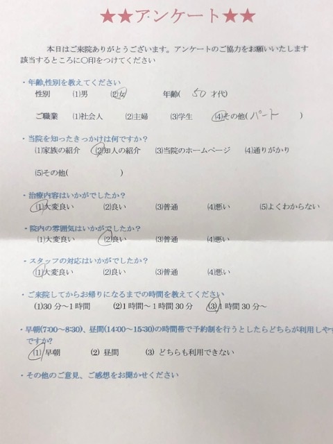  患者様の声 をいただきました。