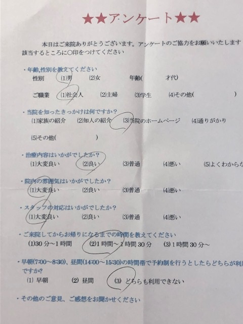  患者様の声 をいただきました。