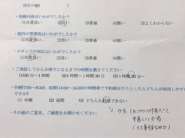  患者様の声 をいただきました。