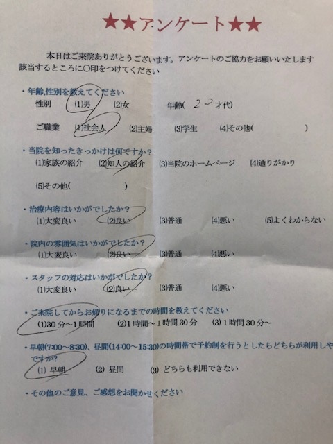  患者様の声 をいただきました。