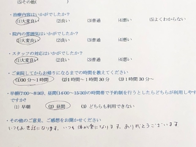 いつもお世話になります。と 患者様の声 をいただきました。