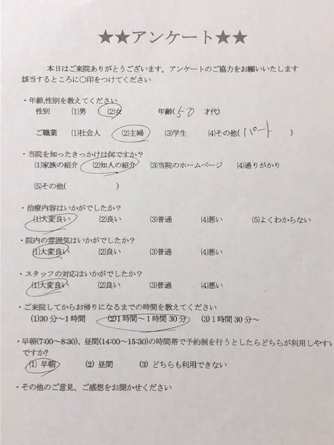  患者様の声 をいただきました。