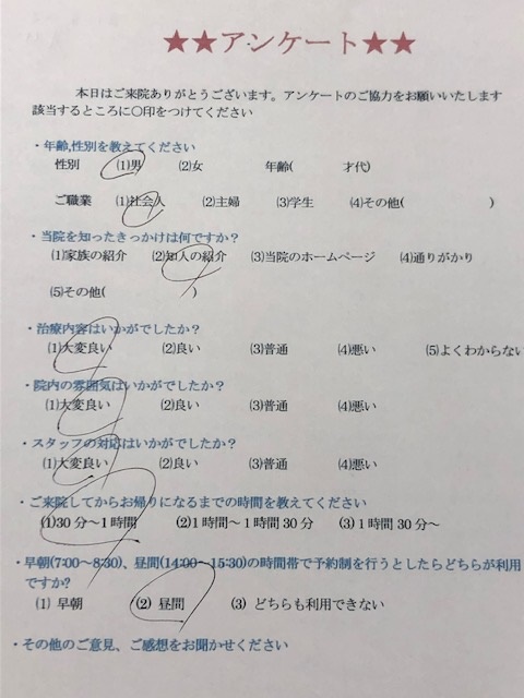  患者様の声 をいただきました。