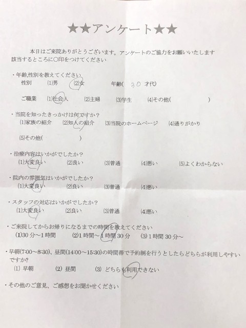  患者様の声 をいただきました。