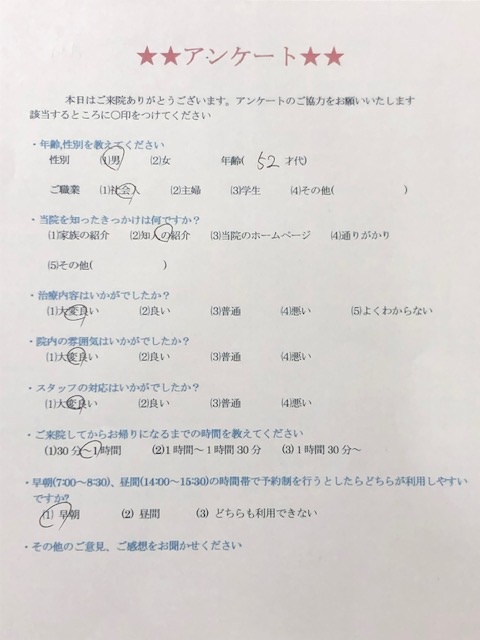  患者様の声 をいただきました。