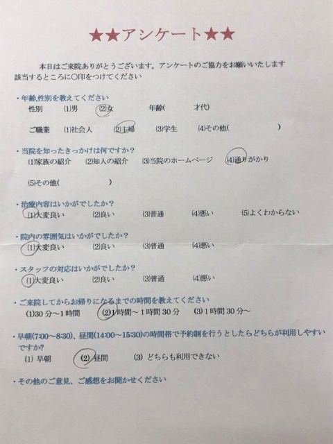  患者様の声 をいただきました。