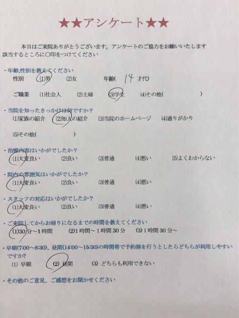  患者様の声 をいただきました。