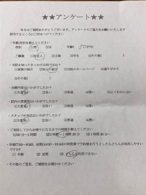  患者様の声 をいただきました。