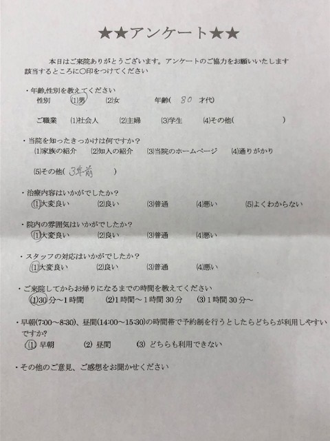  患者様の声 をいただきました。