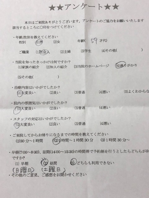  患者様の声 をいただきました。