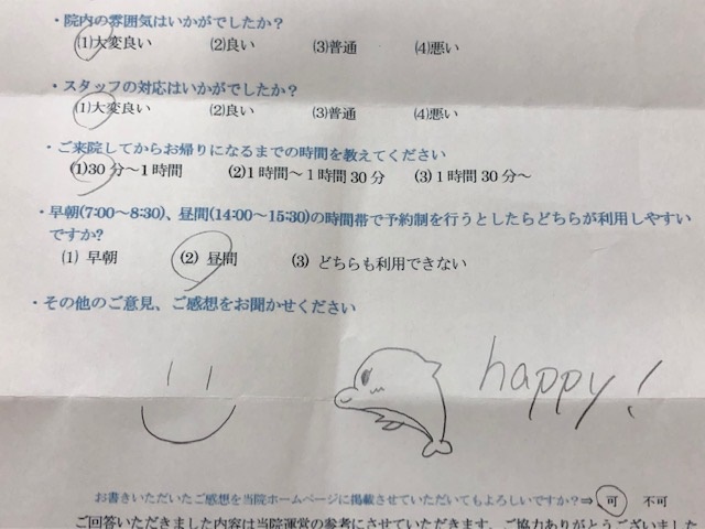  患者様の声 をいただきました。