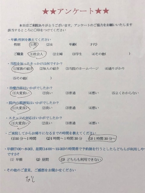  患者様の声 をいただきました。