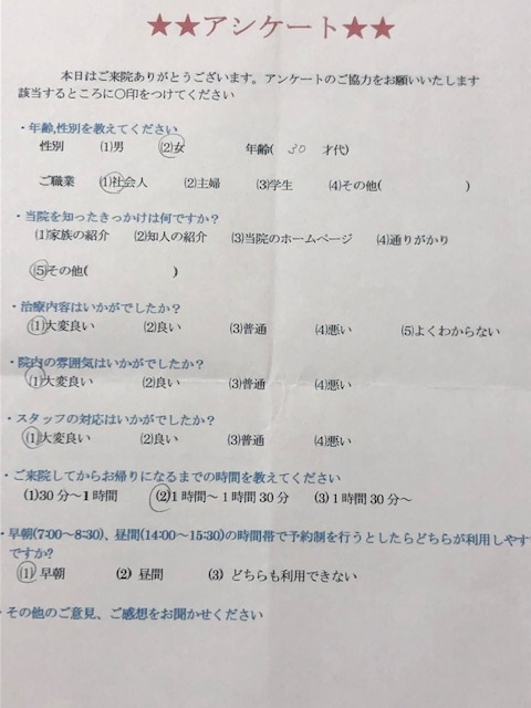  患者様の声 をいただきました。