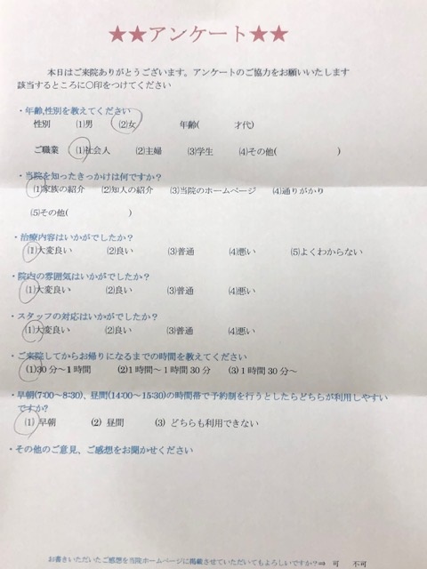  患者様の声 をいただきました。