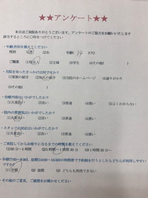 患者様の声をいただきました。