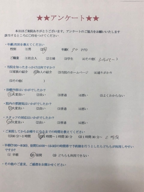 患者様の声をいただきました。