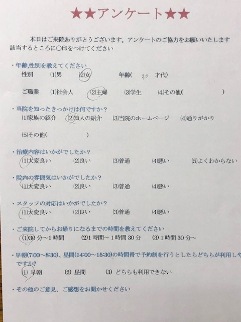 患者様の声をいただきました。