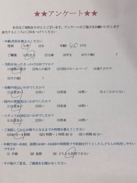 患者様の声をいただきました。