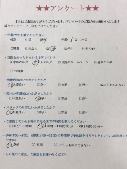 患者様の声をいただきました。