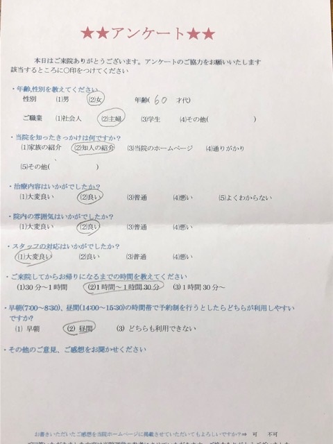 患者様の声をいただきました。