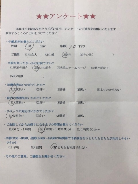 患者様の声をいただきました。