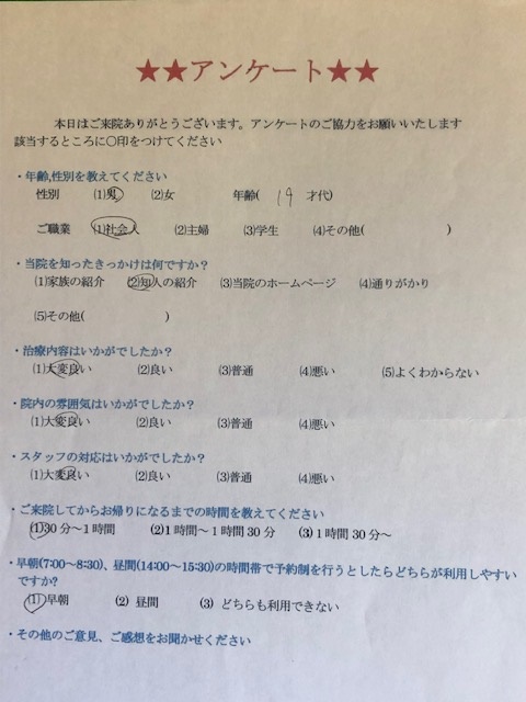 患者様の声をいただきました。