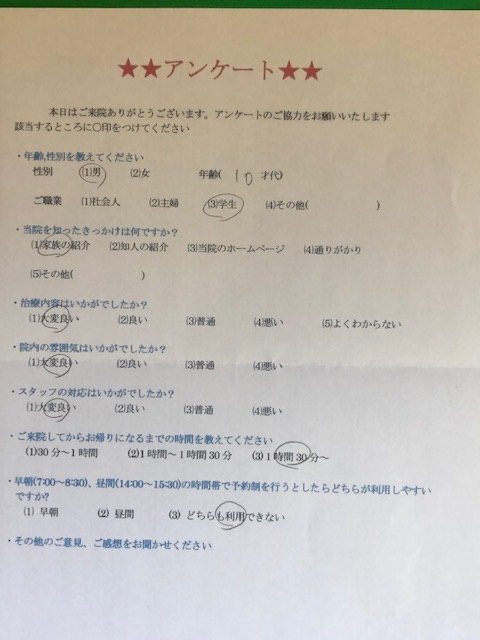 患者様の声をいただきました。