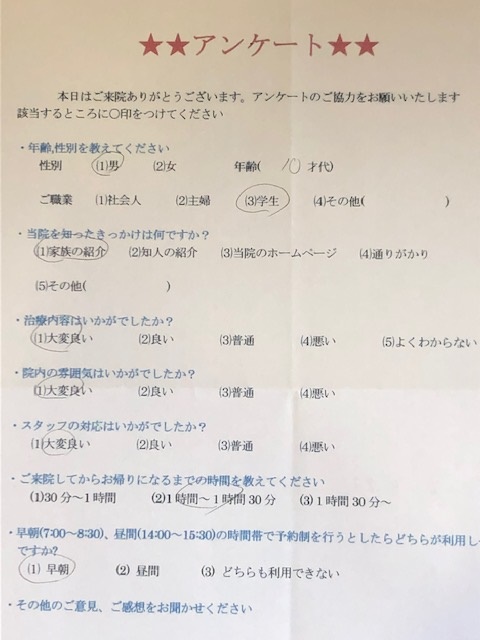 患者様の声をいただきました。