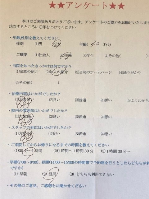 患者様の声をいただきました。