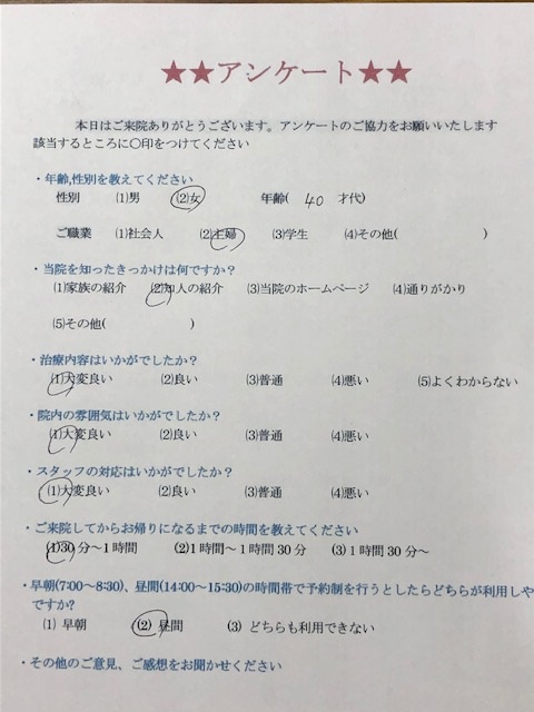 患者様の声をいただきました。